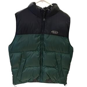 Vintage 90s EDDIE BAUER Green Black EBTEK Colorblock Puffer Down Vest Medium